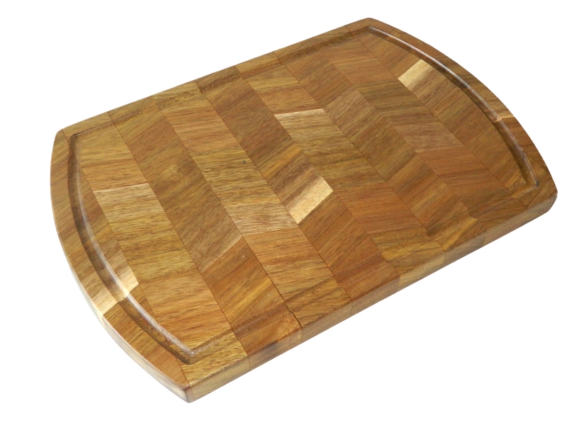 Stylish acacia kitchen board herringbone